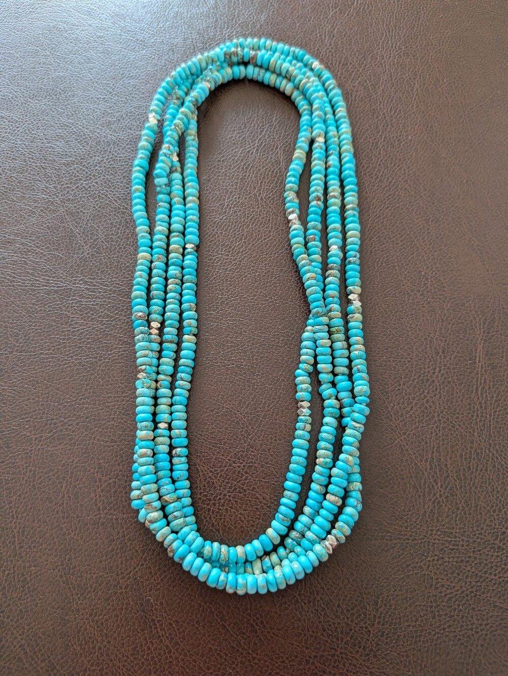 Turquoise Beaded Strand Necklace - Women's Jewelry.  Versatile.  32" In Length.